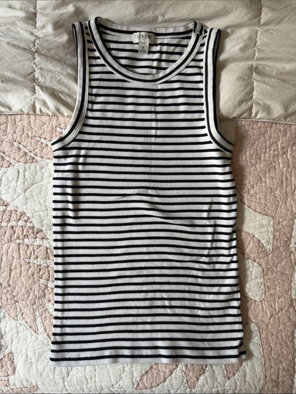 J. Crew Black & White Striped Ribbed Tank